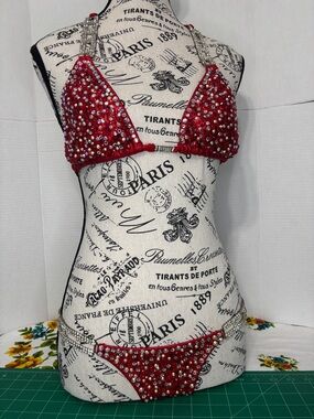 Hotmess Embellished Competition Bikini Set Sparkly Beach Party Swimsuit Model